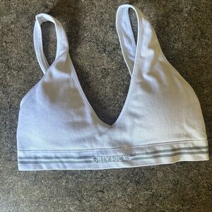 Gilly Hicks White Ribbed Bralette Medium Removable Pads